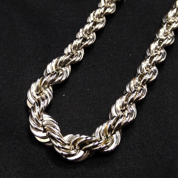 Vintage Monet Rope Chain Necklace – Silver Tone, Rhodium Plated, 27" - Picture 8 of 10